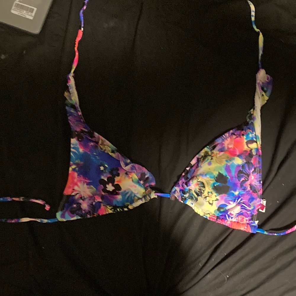 Multi colored floral bikini top